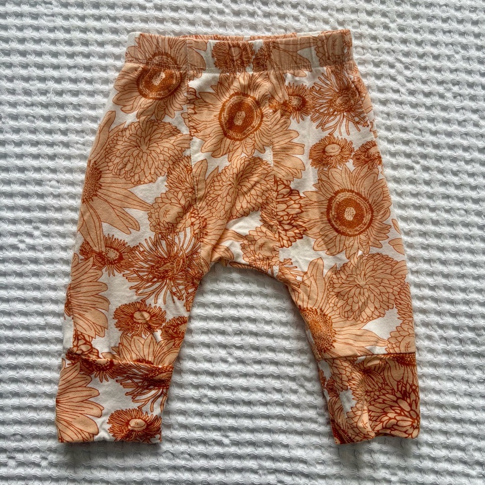 Kate Quinn Classic Panda Pants Orange Sunflower Floral 6-12M